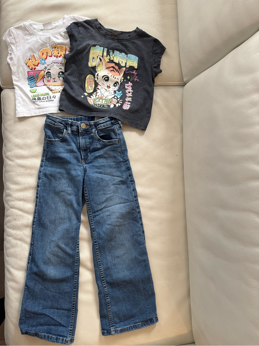 Bundle Zara Crop top + H&M Kids Wide-Leg Denim Jeans